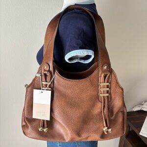 Le Bag Brown Faux Leather Shoulder Bag Crossbody Purse NWT